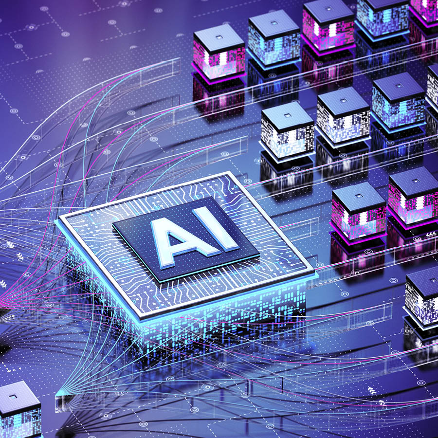 Symbolische Darstellung von künstlicher Intelligenz und digitalen Technologien.